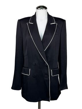$695 VERONICA BEARD "Eiza" Black Satin Jacket Blazer Sz 6